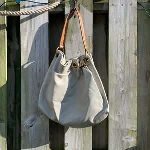 Cream bag with tan strap